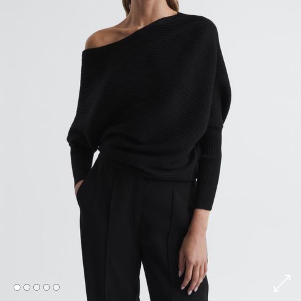 Reiss LORNA ASYMMETRIC DRAPE KNITTED TOP